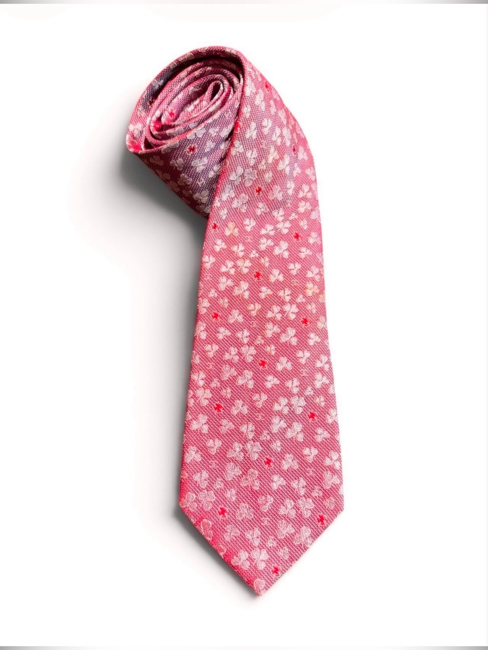 ✨Classy Men’s CHANEL CC Logo Clover Pink Dress Silk Neck Tie